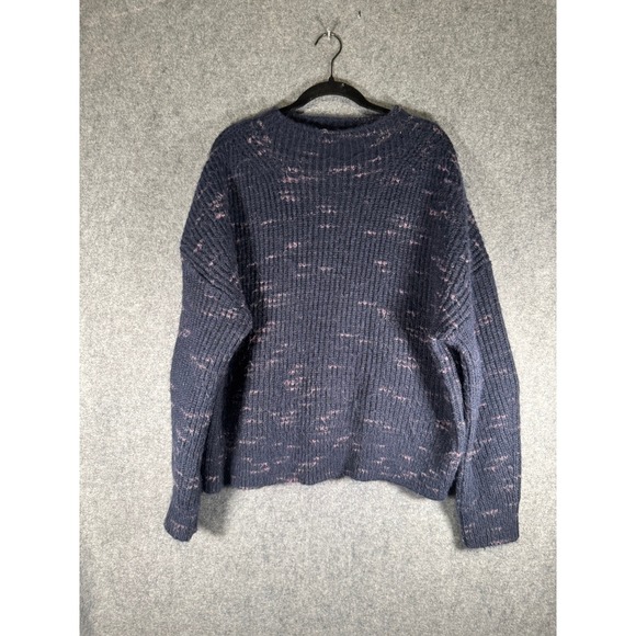 Varley Sweater Womens XL Blue Dalmatian Knit Pullover Relaxed Fit Wool oversized - Picture 1 of 10